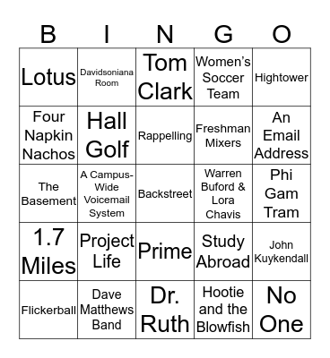 Class of 1997 Reunion BINGO Card