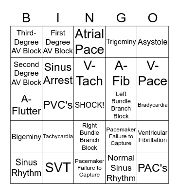 Heart Rhythm Bingo Card