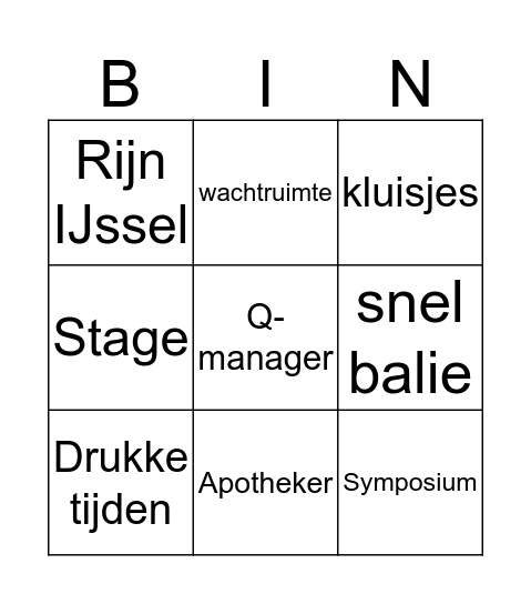 Sympoisum Bingo Card