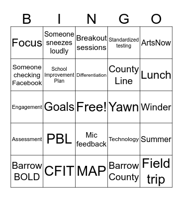 Leadership Summit Bingo Card