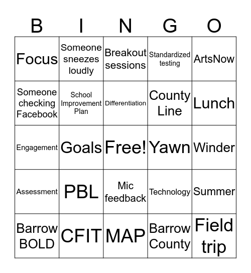 Leadership Summit Bingo Card