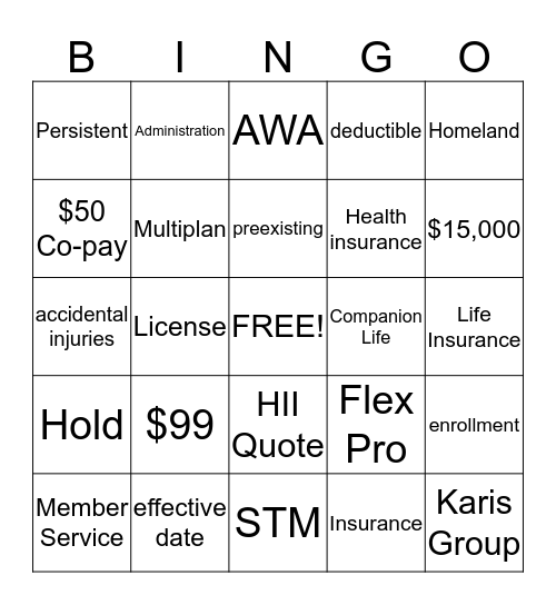 Freedom Marketing Services, LLC Bingo Card