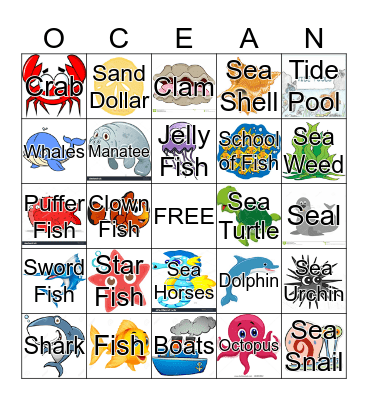 Ocean Bingo Card