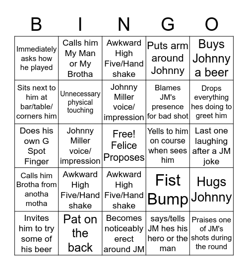 Felice Love Johnny Miller Bingo Card