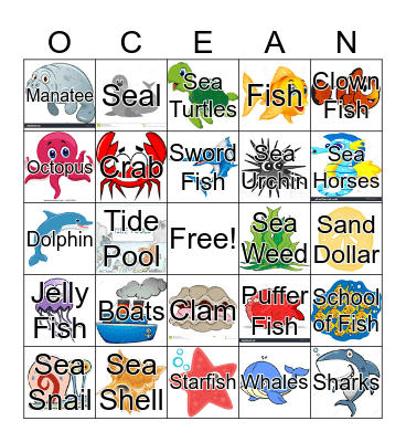 Ocean Bingo Card