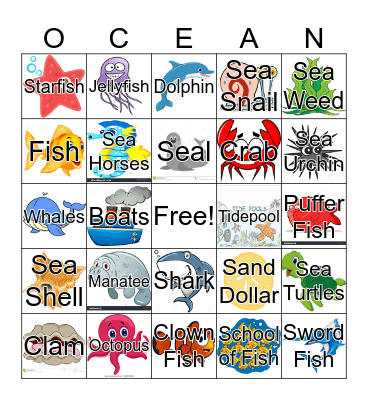 Ocean Bingo Card