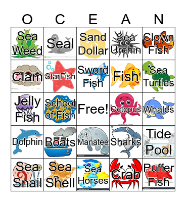 Ocean Bingo Card