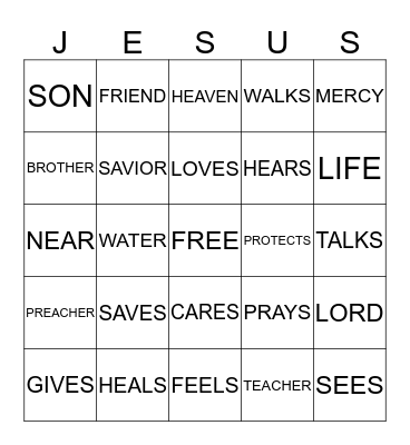 BIBLE BINGO Card