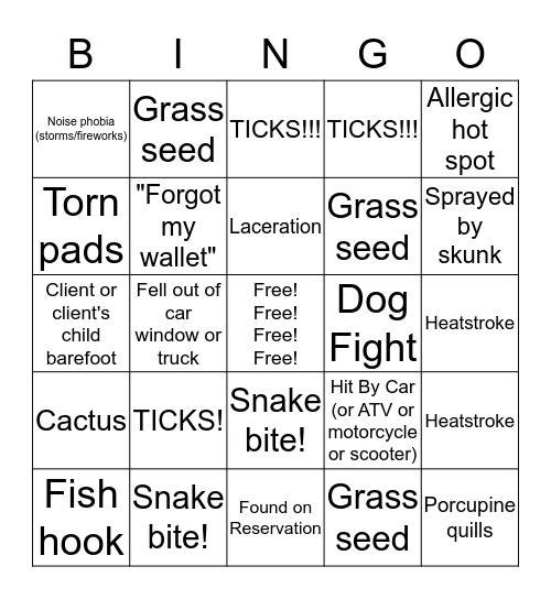 Summertime Bingo Card