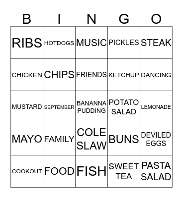 LABOR DAY COOKOUT Bingo Card