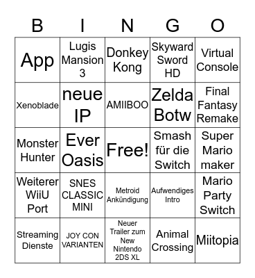 E3 Bingo Card