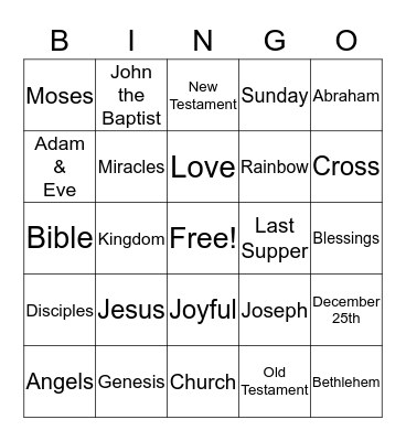 BIBLE BINGO Card