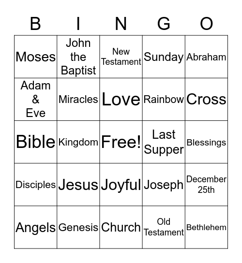 BIBLE BINGO Card