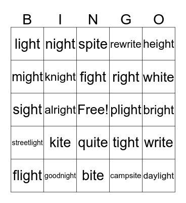 KITE NIGHT BINGO Card