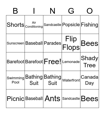 Summertime! Bingo Card