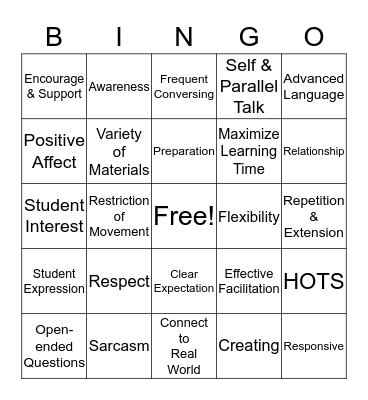 Do You Have CLASS? Bingo Card