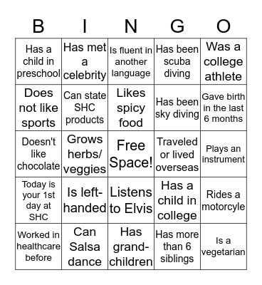 Who's Who Bingo! Bingo Card