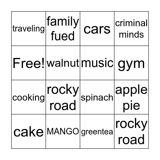 JOYCE BIRTHDAY BINGO Card