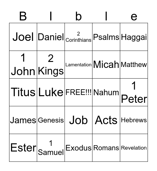 Rorie's Bible BINGO Card