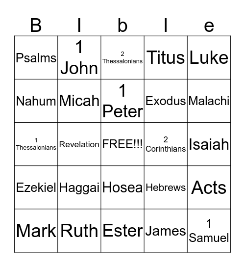 Rorie's Bible BINGO Card