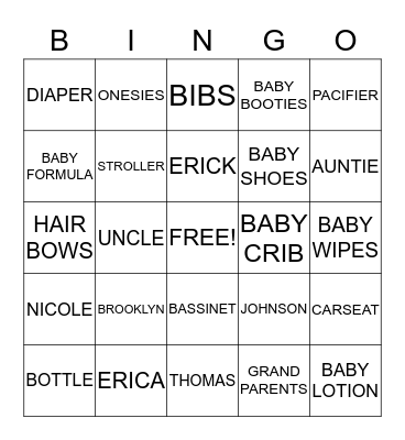 BABY BINGO Card