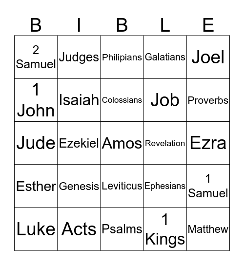 Books of the Bible Bingo Card