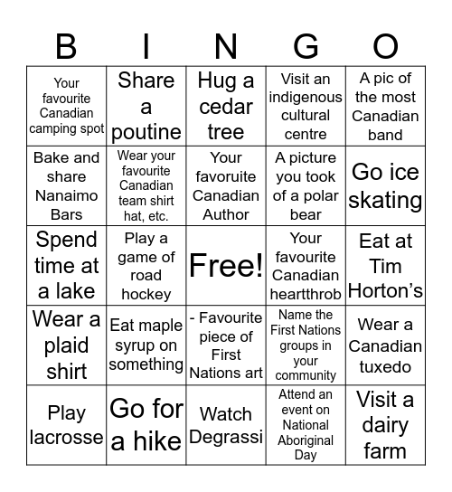 ASBC Canada Day Bingo Card