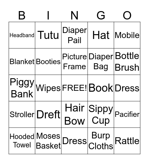 Baby Shower BINGO Card