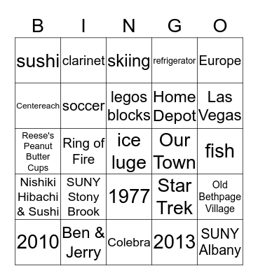 Scott's 40th Birthday Bingo Card