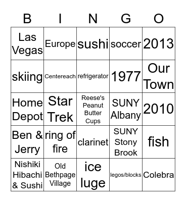 Scott's 40th Birthday Bingo Card