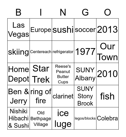 Scott's 40th Birthday Bingo Card