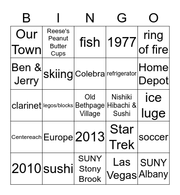 Scott's 40th Birthday Bingo Card