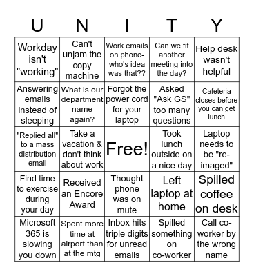 A DAY IN THE LIFE OF.......... Bingo Card