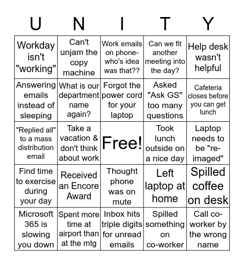 A DAY IN THE LIFE OF.......... Bingo Card