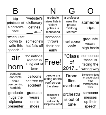 TC Graduation Bingo! Bingo Card