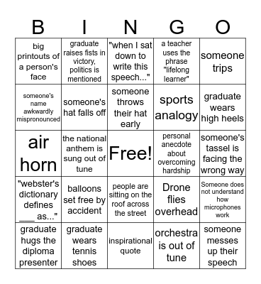 TC Graduation Bingo! Bingo Card