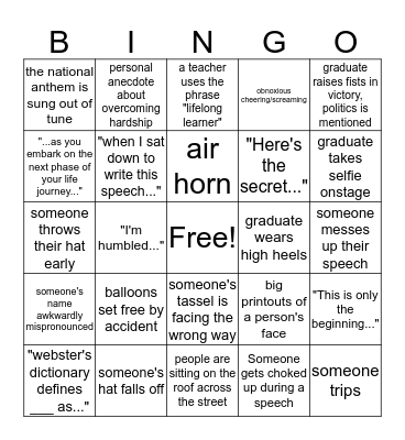 TC Graduation Bingo! Bingo Card