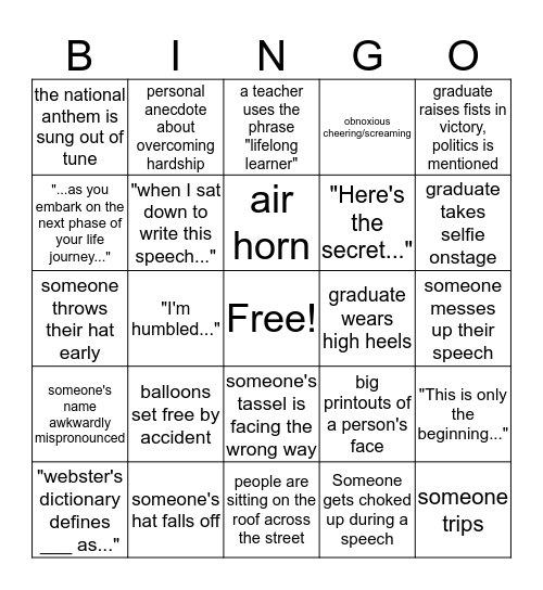 TC Graduation Bingo! Bingo Card