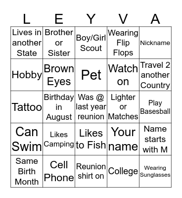 LEYVA BLACKOUT BINGO Card