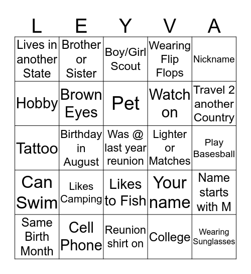 LEYVA BLACKOUT BINGO Card