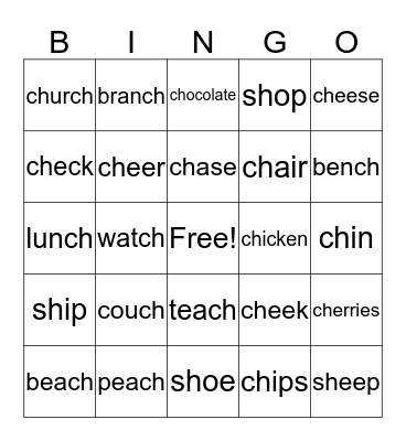 CH Word Bingo Card