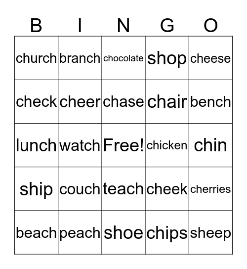 CH Word Bingo Card