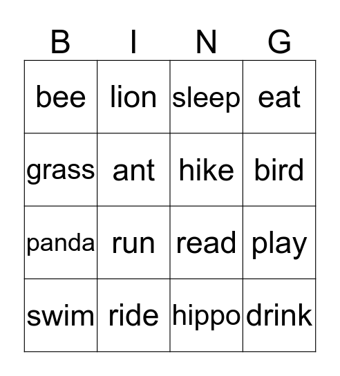 longman Bingo Card