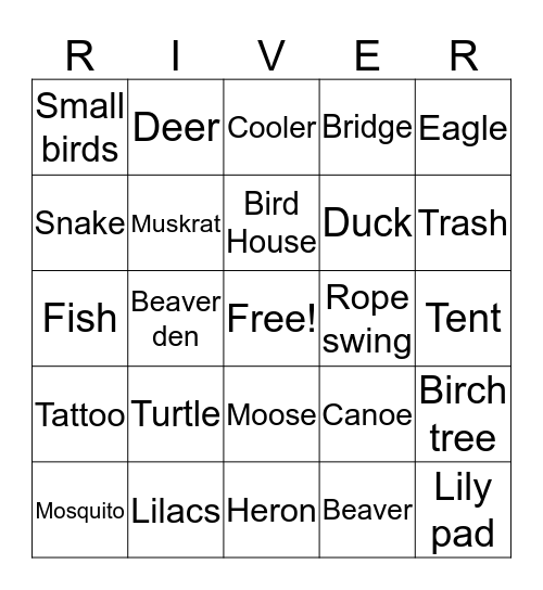 U.P. Healthy Vets River Bingo Card