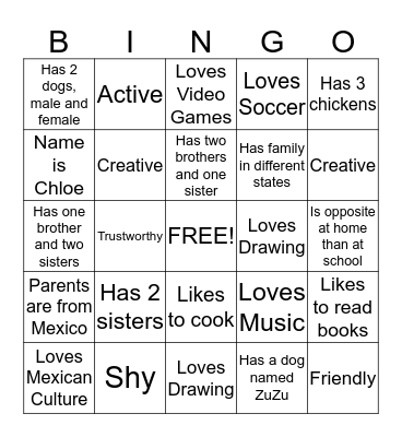 Design for Living Icebreaker - 3rd period Bingo Card