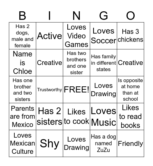 Design for Living Icebreaker - 3rd period Bingo Card