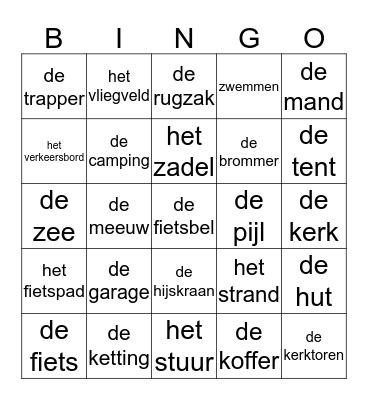 HZS 22 een dagje weg Bingo Card