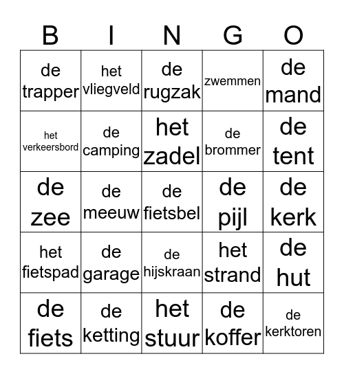 HZS 22 een dagje weg Bingo Card