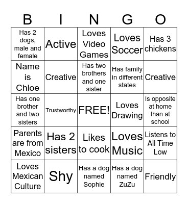 Design for Living Icebreaker - 3rd period Bingo Card