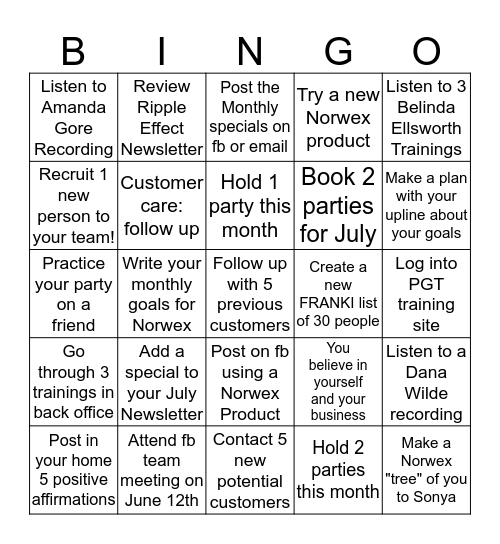 June Boost Your Biz BINGO Card